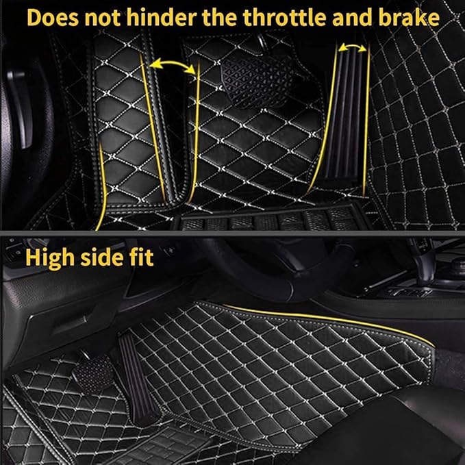 Custom Making Car Floor Mats for 90% Car Model Luxury Leather All Weather Waterproof Anti-Skid Full Coverage Liners (Coffee)