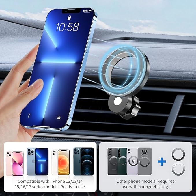 Car Magnetic Phone Mount for 2026 Toyota RAV4 Hybrid [XSE/Limited] and RAV 4 Plug-in Hybrid：[XSE/GR Sport] Auto Accessories Best Cellphone Holder Cell Phones Navigation Charging Screen Stand
