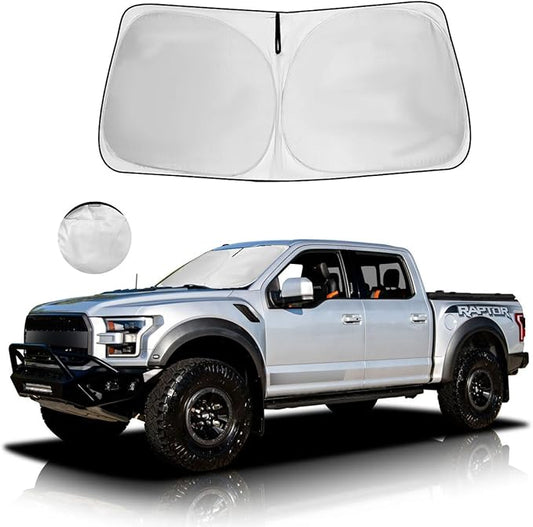 Windshield Sun Shade Custom Fit Ford F150 2021-2026 F-150 (Lariat, King Ranch, Platinum, XL XLT Limited Raptor) Truck Window Sunshade Cover Sun Visor Protector Heat Shield Pickup Accessories