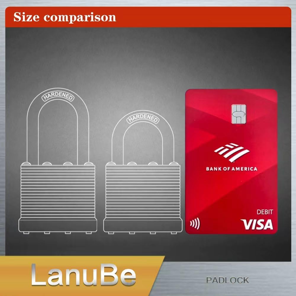 LanuBe Lock Laminated keyed Padlock (1-9/16", 40mm), keyed Alike Locks, Normal Shackle,Marked Black Plastic Hoop, Pack of 60…
