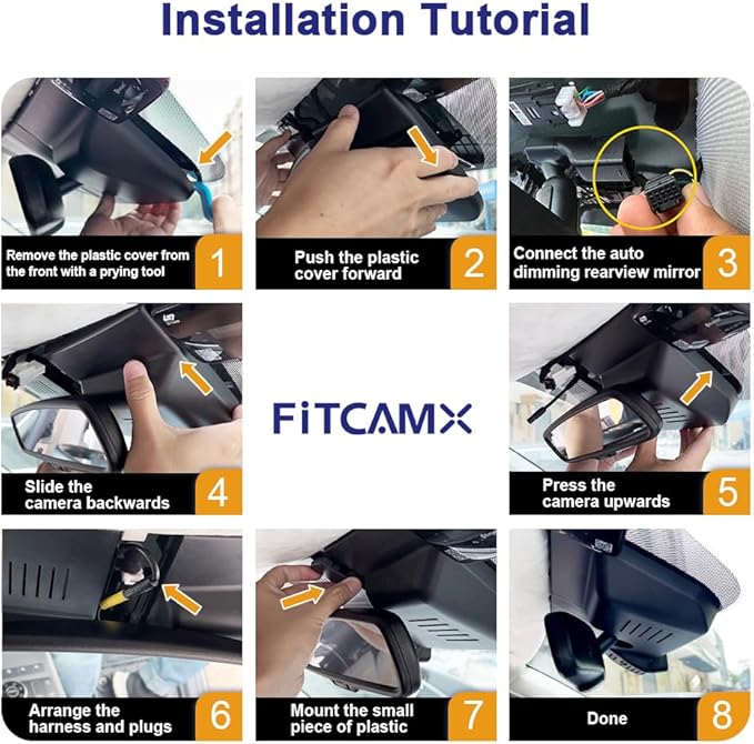 Fitcamx Front 4K+Rear 1080P Dash Cam Adapts for Hyundai Kona 2023 2024 2025 & Kona Electric (Part No#BE010), Integrated OEM Look, Dual Loop Recording, WiFi & APP, G-Sensor, Easy to Use, 128GB Card