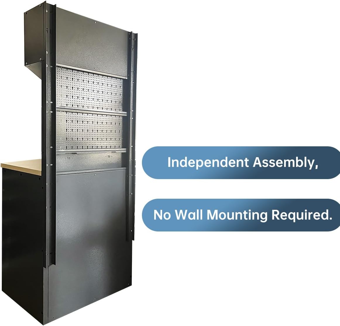 JZD Garage Tool Storage Cabinet System, Included Pegboard Back Panel, No Wall Mounting Needed, for Machine Shop Production Area