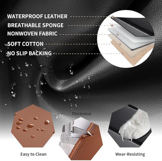 Car Seat Covers Custom Fit for Chevrolet/Chevy Bolt 2016-2026 , Premium Faux Leather Waterproof Car Seat Protectors with Lumbar Support, Breathable Anti-Slip Easy to install(Black&Brown,Full set)