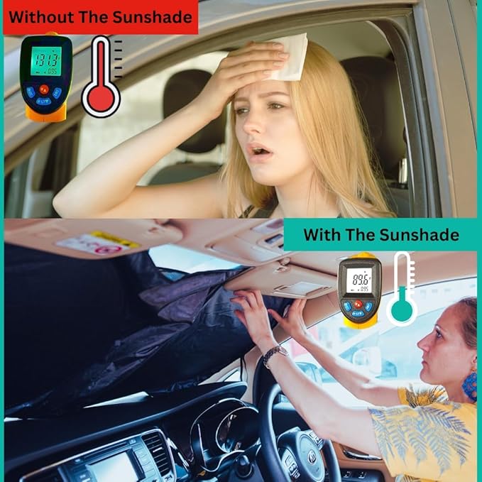 Windshield Sun Shade -Certified 99.87% UVB & 99.02% UVA Car Sun Shade. Award Winning Sunshade - Patented Technology | Compatible for Volvo C40 Recharge 2022-2025 | Car Shades by Kinder Fluff
