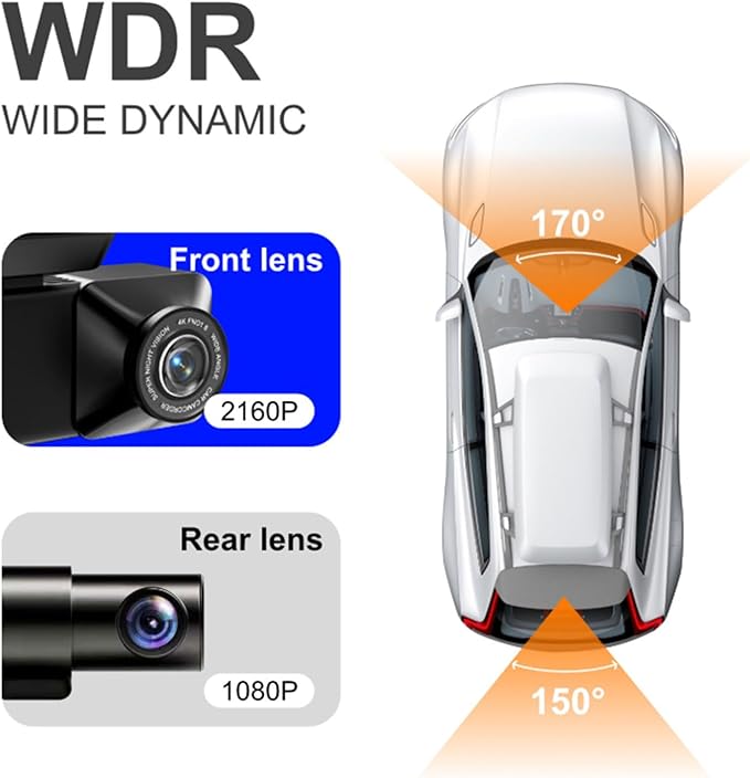 2026 New Osmo Dashcam Pro 3.0 4K Front and Rear Dash Cam, 4K + 1080P Dash Camera for Car with Night Vision (WiFi+GPS+64GB)