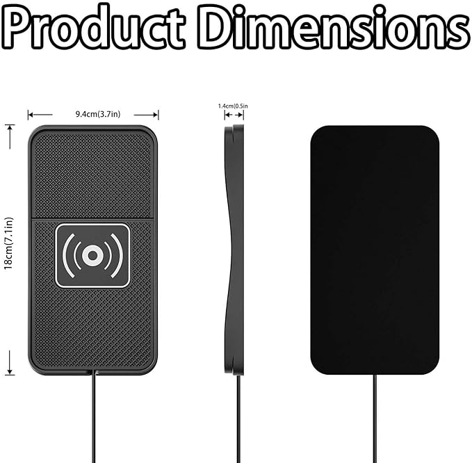 Car Wireless Charger Pad for Ford Bronco Flex Freestyle/Mustang Mach-E 2005-2025, Fast Car Wireless Charging Pad for Car Center Console, Non Slip Charging Mat,1M-Type C
