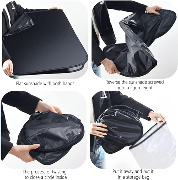 300T Thickened Automotive Glass Sunshade and Comes with Storage Bag,Keep Car Interior Cool,Windshield Sun Shade Fit for Small Cars (M: 55.12 * 27.6 inch)