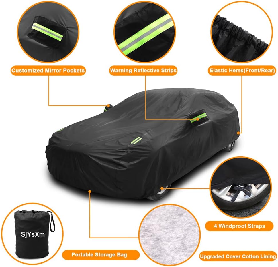 Custom Car Cover Compatible with Mercedes-Benz E-Class 2025-1996 Sedan Coupe Cabriolet E350 E450 E300 E400 E550/AMG E53 E63, Waterproof Cover with Cotton Lining, Outdoor Rain Snow Sun UV Covers