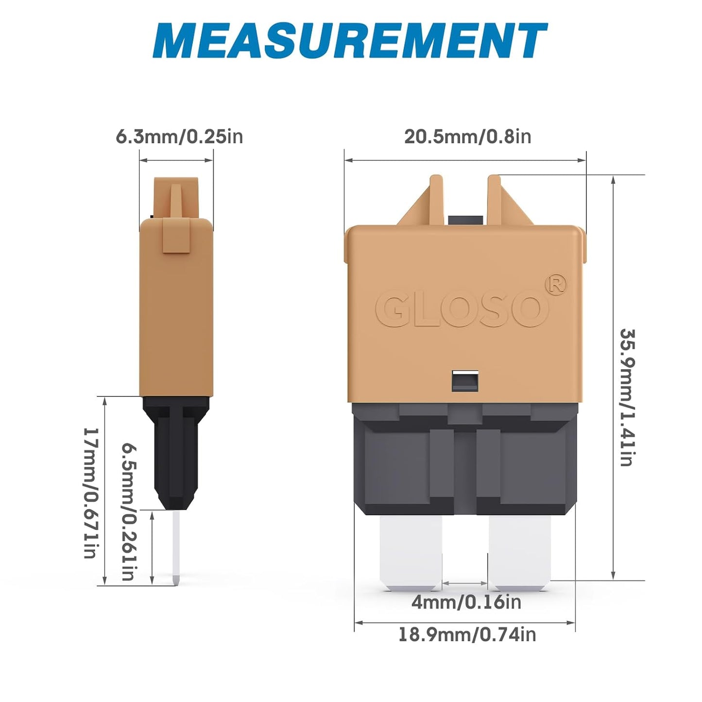 GLOSO Circuit Breaker Blade Fuse E39 (T3) Manual Reset Fuse for Car Truck RV Automotive Marine Boat Trolling Motor & Custom Wiring Audio Battery Protection/Low Profile ATC/ATO (7.5A - 1 Pack)