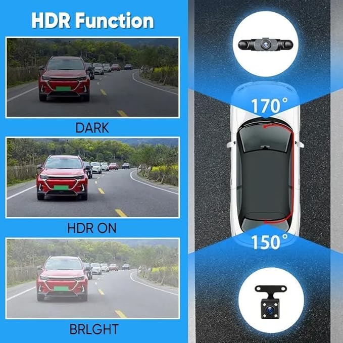 【128GB-New Launch Special】 Saker 4 Channel Dash Cam for Cars, 4K Front & 1080P Interior Rear Side Cameras, 360° Full View System with Night Vision, Parking Mode, Loop Recording (with 128GB SD Card)