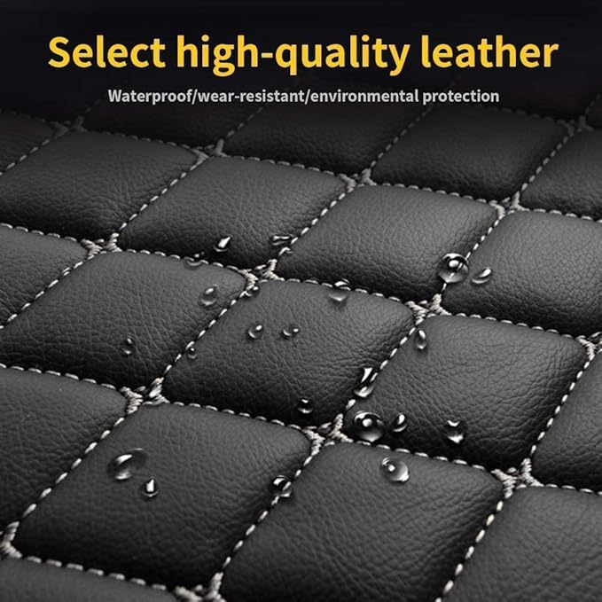 Custom Making Car Floor Mats Compatible for 2000-2025 All Mode Sedan SUV Sports Car Full Coverage Cute Pads Protection Non-Slip Leather Floor Liners (Black and White bar)