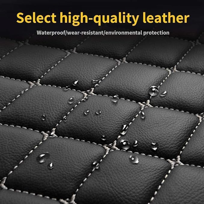 Custom Car Floor Mats for 95% Sedan SUV Car Protection Full Coverage Mats Anti-Slip Leather Floor Liners All Weather Car Floor Mats (Black+Beige Edge)