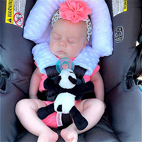 Baby Head Support and Strap Covers - Infant Head Support Pillow Super Soft Head and Neck Pillow for Car Seat Baby Headrest and Carseat Neck Cover,Light Pink
