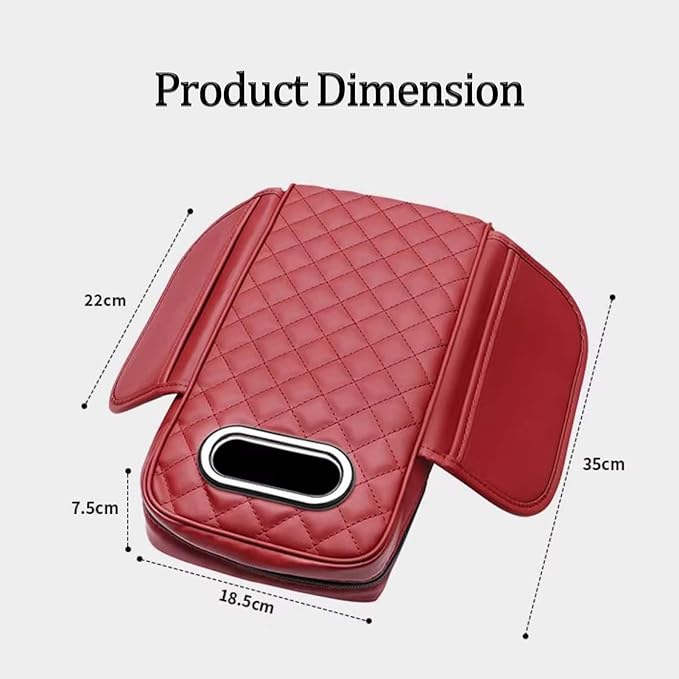 Car Center Console Armrest Pad for Lincoln, Leather Cover with Storage Pocket & Tissue Box Holder, Memory Foam Cushion for Aviator Standard SUV 2020-2025,Black