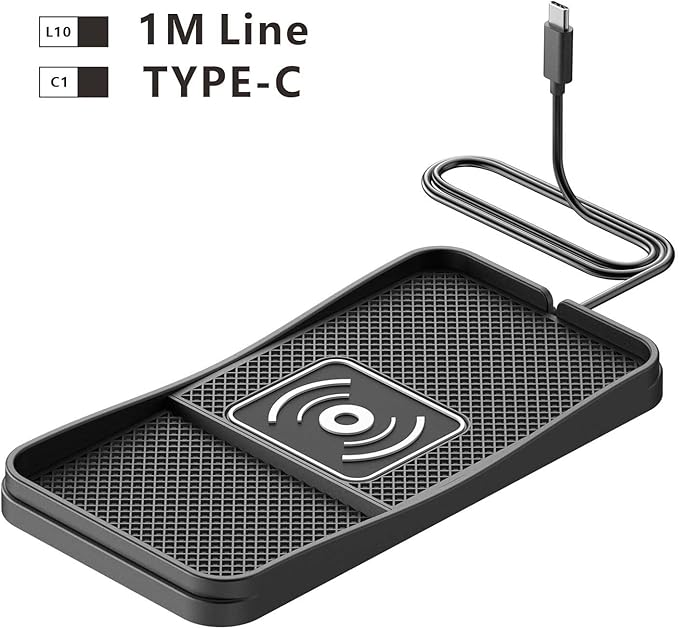 Car Wireless Charger Pad for Audi S6 2002-2003 2007-2011 2013-2018 2020-2025, Fast Car Wireless Charging Pad for Car Center Console, Non Slip Charging Mat,1M-Type C