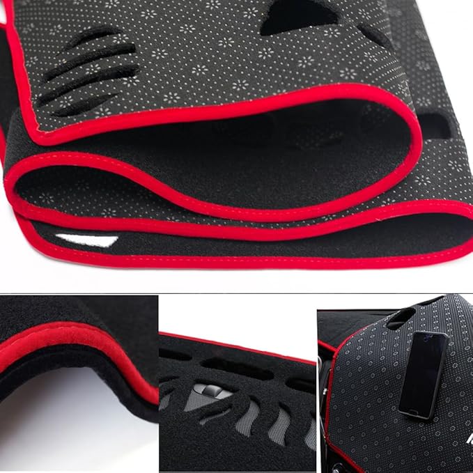 Dashboard Cover Mat for Jeep Wrangler JK 2007-2017,Durable Polyester Car Dash Protector,Non-Slip Dash Board Cover Pad,Universal Fit,Easy to Clean,Red