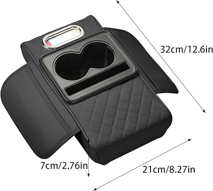 Car Center Console Cover for Hyundai Tucson 2021-2024, Leather Armrest Cushion Protector Pad with Tissue Box Holder Storage Pockets Cup Holder Phone Slot, C/Red