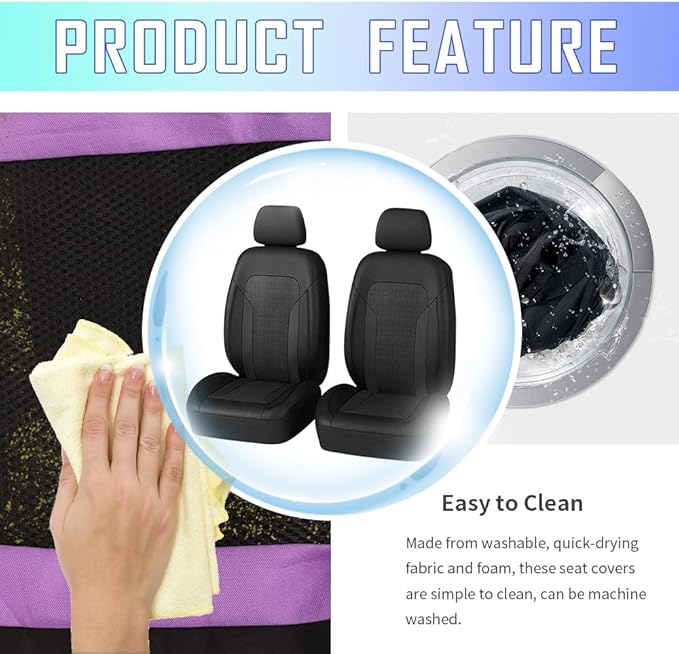 4PCS Cooling Car Seat Covers,Breathable Front Seat Covers with Mesh Construction and Foam Padding,Car Seat Protector to Reduce Back Sweating,Universal Car Interior for Car SUV (Purple)