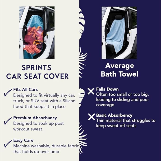 Sprints Athletic Running Towel, Full-Sized, Car Seat Cover - Performance Microfiber (Get Ducked)
