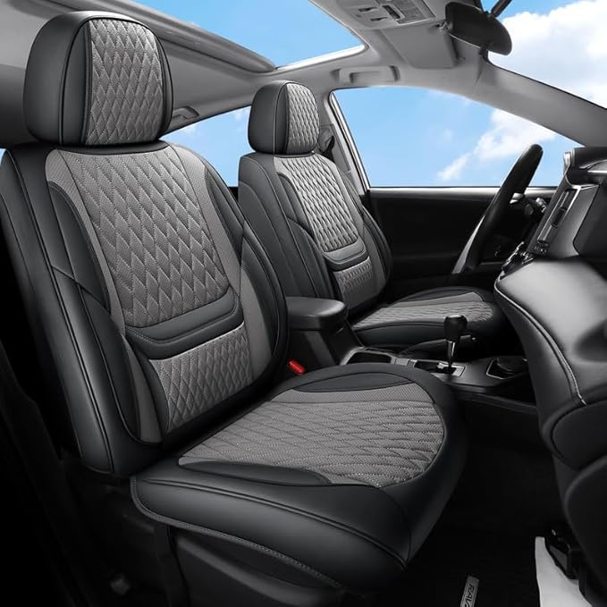 Car Seat Covers Full Set Custom Fit for Mercury Milan 2006-2011 - Premium Faux Leather with Lumbar Support | Breathable, Waterproof, Anti-Slip, Durable (Black&Gray,Full Set)