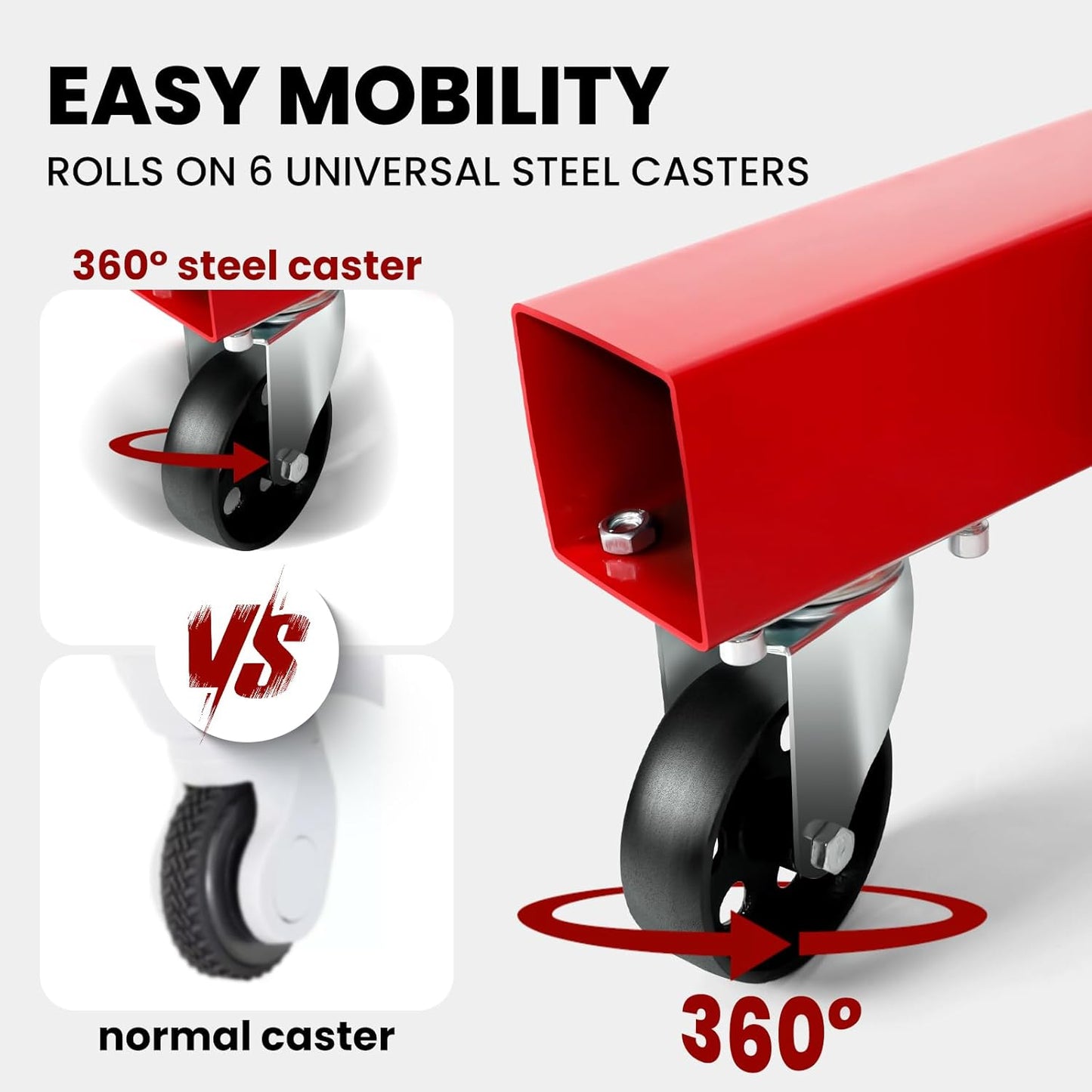 4400 Lbs Folding Engine Hoist Cherry Picker, 2 Ton Engine Hoist with Lever, with 6 Casters, 8 Ton Hydraulic Pump 4 Adjustable Position, Engine Crane for Garage, Workshop, Repair(Red)