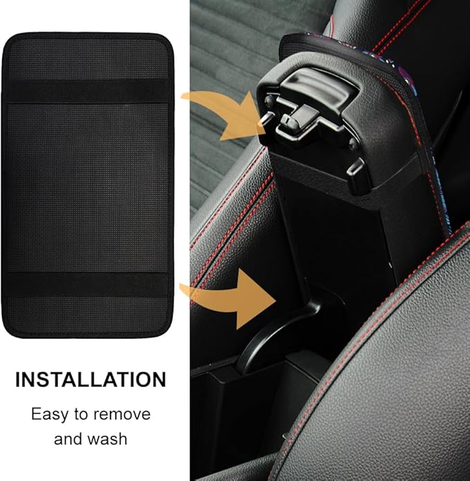 1pc Center Console Armrest Cover Pad 12.6x7.5 inch Lotus Neoprene Car Armrest Cushion Waterproof Armrests Seat Box Cover Protector for Universal Cars Vehicles SUVs