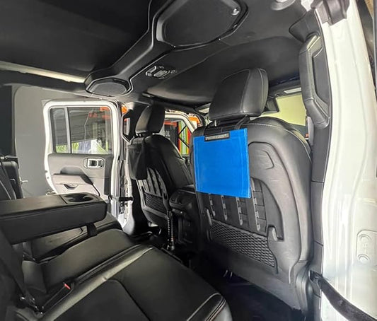 SPIDERWEBSHADE Seatback Sac - Backseat Car Storage Organizer - Large Mesh Pocket for Organizing Snacks, Toys, Tablets, Phones, Car Travel Accessories - Universal For Most Vehicles (Blue)