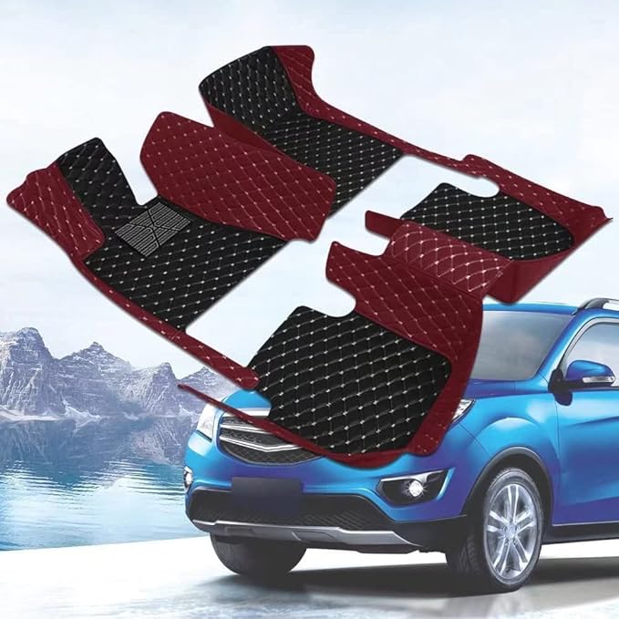 Custom Car Floor Mats for 96% Sedan SUV Sports Car Protection Full Coverage Pads Anti-Slip Leather Floor Lining All Weather Car Floor Mats (Black White)