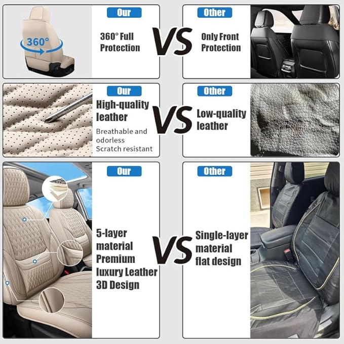 Front Seat Car Seat Covers Custom Fit for Chevrolet/Chevy Cruze 2011-2019 - Premium Faux Leather with Lumbar Support | Breathable, Waterproof, Anti-Slip, Durable (Beige,Front Seat)