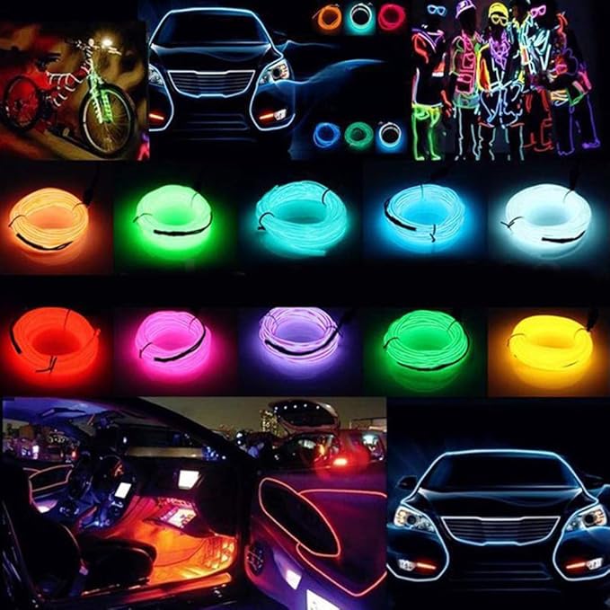 ABALDI El Wire Neon Light, Car Interior LED Lights for Xmas Halloween Christmas Car Interior Decoration(3m/9ft, Orange)