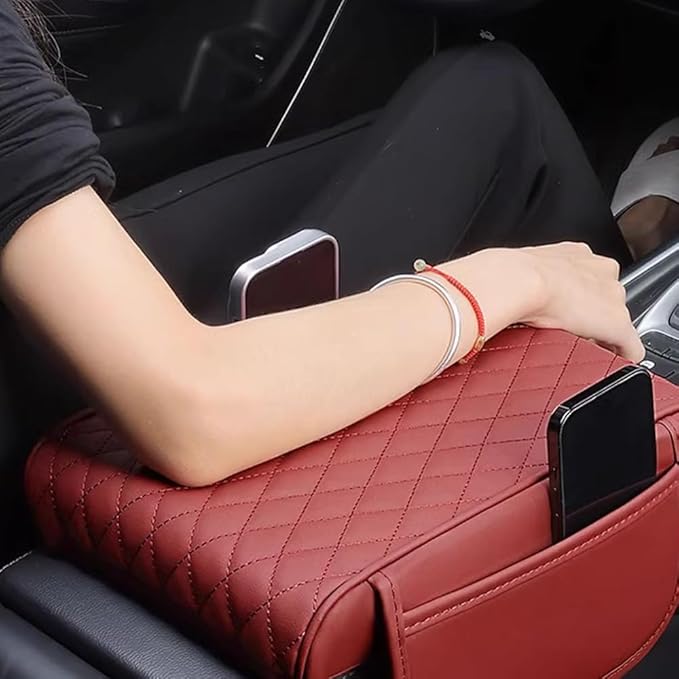 Car Armrest Pad for Lexus GX J150 J120 GX 460 400 GX OR Leather Armrest Box Mat Center Console Cushion Pad Universal Armrest Seat Box Cover Protector,Black, normal
