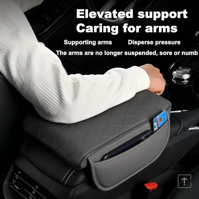 1 Pack Car Center Console Cover Custom Fit for Toyota Grand Highlander Hybrid 2024-2025, Leather Memory Foam Armrest Cushion Protector, Anti-Scratch Durable Armrest Pad,Beige
