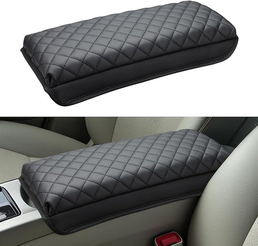 INTGET Center Console Cover for 2004-2009 Toyota Prius Accessories Leather Middle Armrest Cover Pad Car Interior Arm Rest Lid Protector Cushion (Black Stitches, Cushion)