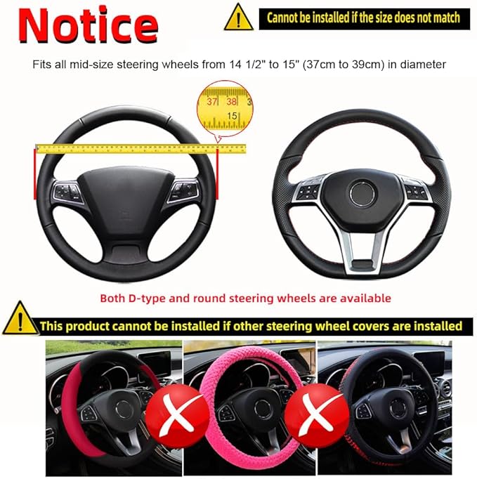 Hiflyer Car Steering Wheel Cover Women & Men, Universal 14.5-15 Inch Steering Wheel Covers, Soft Microfiber Car Wheel Cover Car Stuff Car Accessories Interior (Wine Red)