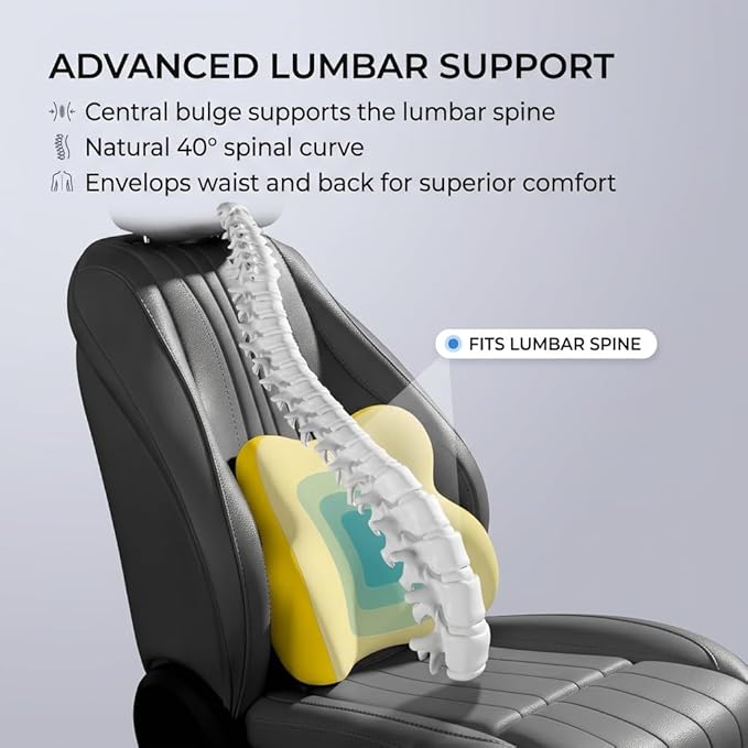 Car Headrest Pillow & Lumbar for Audi Q2 SUV 2016 2017 2018 2019 2020 2021 2022 2023, Car Seat Neck Pillow Back Support, Breathable All-Season Automotive Seat Cushions, 2PCS,D Dual Yellow