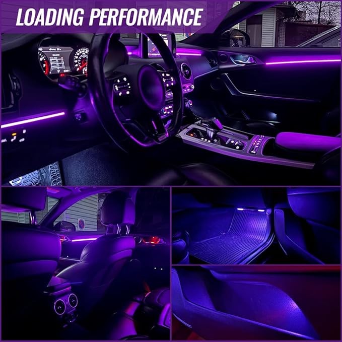 Acrylic Car Led Lights Interior with APP,Universal RGB Acrylic Ambient Lighting Car Kit,175 inch Neon Flexible Fiber Optic Led Strip Music Sync Lights for Car,6 in 1 USB Power Dashboard Decorations