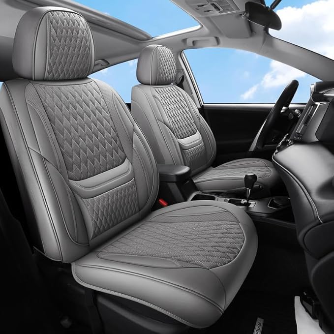 Car Seat Covers Full Set Custom Fit for Chevrolet/Chevy Equinox 2005-2026 - Premium Faux Leather with Lumbar Support | Breathable, Waterproof, Anti-Slip, Durable (Gray,Full Set)