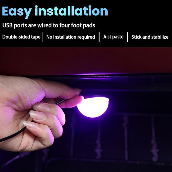BESULEN Car Interior LED Lights, Automotive Ambient Neon Light Kit with USB Port, Car Accessories, Gifts for Men and Women, 4 in 1 Decoration Lights for Car, Garden, Home, Party（Pink）