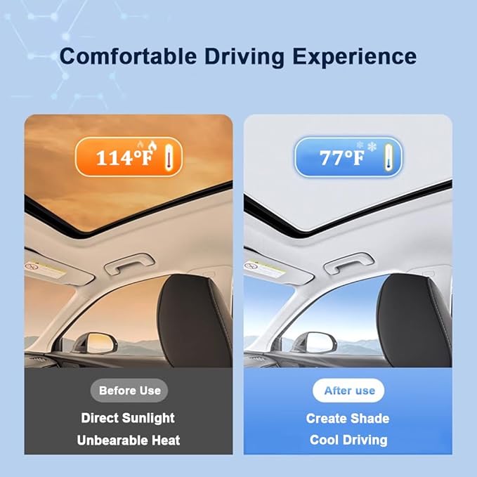 Car Sunroof Compatible with Tiguan 2018-2023 5-Door SUV, Foldable Glass Roof Sunshade with Storage Bag, Sunshade Roof Heat Insulation Sun Protection Roof Sunshade Interior Sunroof Shade