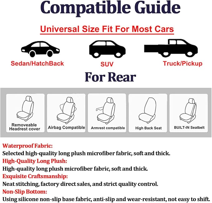 Car Towel Seat Cover, Performance Microfiber Washable Non Slip Vehicle Front Seat Covers, Sweatproof Automotive Interior Chair Protectors, Universal for SUV Automobile Truck (Dark Blue)