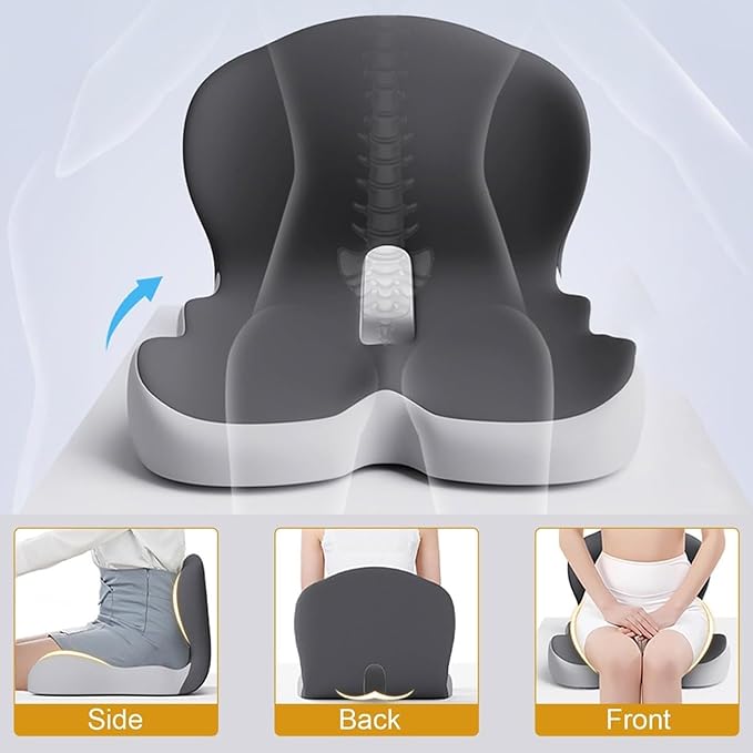 Back and Seat Cushion, Trucker Seat Cushions for Long Sitting, Car seat Cushion with Back Support, Seats Cushions for Lumbar Pain and Supporting The HIPS, Trucker Essentials (C)
