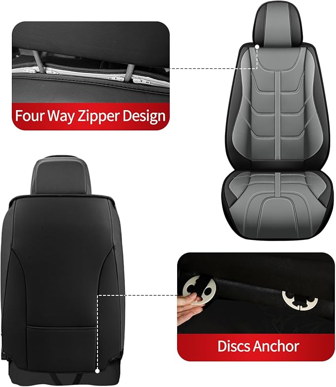 TTX LIGHTING Car Seat Covers fit for Mazda CX-5 2013-2026 Front Seat: Premium Leather Automotive Seat Cover with Airbag Compatible Waterproof (2 Seats, Black & Gray)