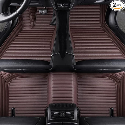 Custom Making Car Floor Mats Compatible with Audi BMW Mercedes-Benz Toyota Lexus Honda Infiniti Nissan Hyundai Kia All Models 2005-2026 (Striped Dark Brown)