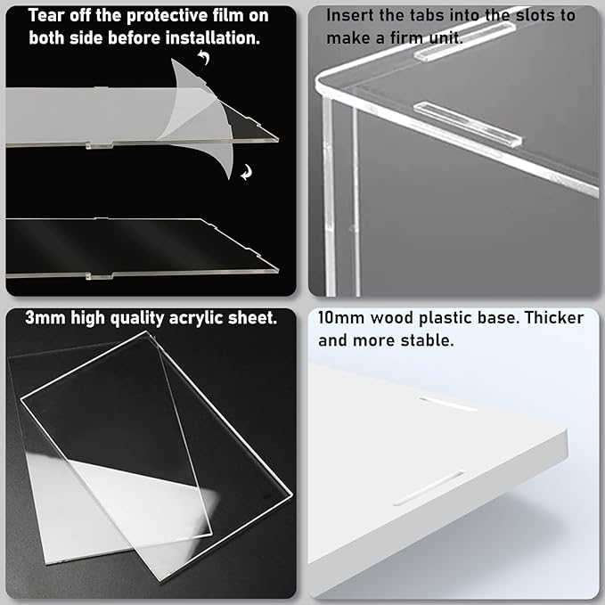 Choowin Acrylic Display Case for Lego Ship in a Bottle for Lego Corvette for 1/18 Diecast Car for Lego Car Display Thickened Clear Acrylic Display Cases for Collectibles Assemble Dustproof(White Base)