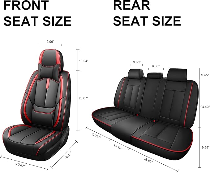 Fit for 98% of Mercedes Benz Car Seat Covers with Headrests, Premium Nappa Leather Seat Cover, Fully Wrapped Protect Modern Style Seat Cover (5-Seat Luxury, Black & Red)