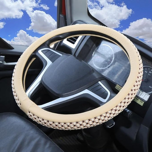 15“16”17“18”19“20 Inch Ice Silk Ventilation Multi-Style Comfy Grip Steering Wheel Cover for Truck, Bus, Big Rig Trucker,SUV， Anti-Slip Design 15-20 Inch (White, 18 inch)
