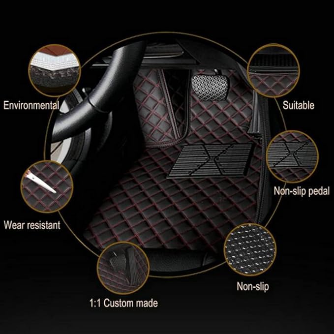 Customize Making Car Floor Mats for 99.99% Sedan SUV Pickup Truck Full Coverage Men Women Cute Leather Protection Pads Non-Slip Floor Liners (White+Gentleman Black)