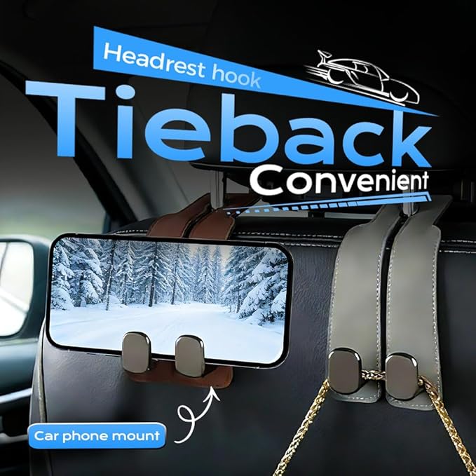 2026 Car Headrest Storage Hooks - Universal Backseat Hanger Organizer for Handbags & Grocery Bags (4, Grey)