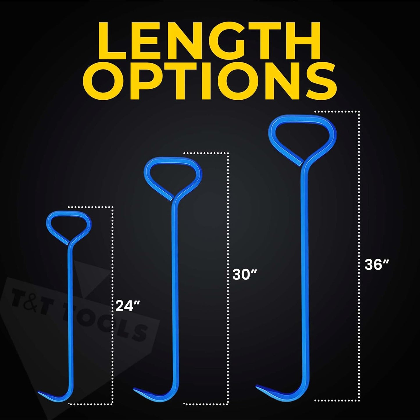 T&T Tools 36-Inch Manhole Hook Tool - Heavy Duty Single Hook for Lifting Manhole Covers, Storm Drains, Septic Tank Risers - Rigid Hex Alloy Steel Tool for Lifting, Pulling, and Removing Covers-4 Pack