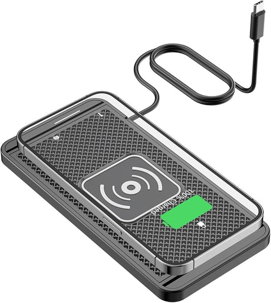 Wireless Charging Pad for Car for Chevrolet Silverado 1500 LT, 15W Fast Wireless Charger Mat Non-Slip Silicone Car Center Console Phone Charging Pad,A/15W-Type-c